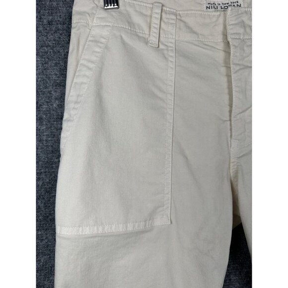 Nili Lotan Cropped Military Jogger Pants Sz 4 FLAW READ Ivory Bone Stretch $345 - Picture 8 of 13